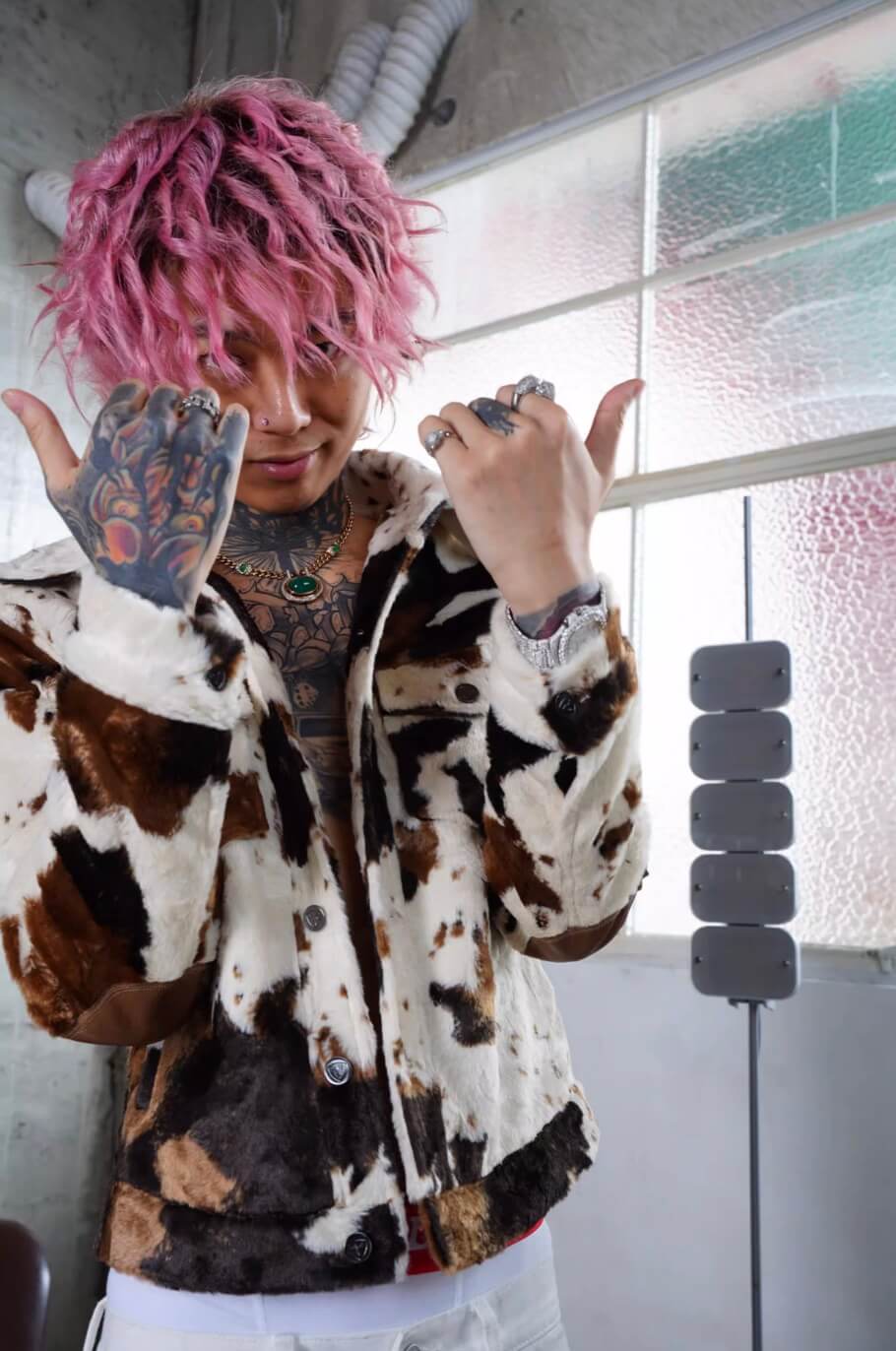 TGFCLUB Cow Print Faux Fur Leather Slim Fit Jacket | Face 3 Face