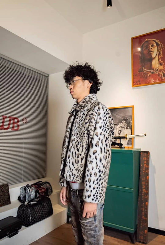 TGFCLUB Leopard Printed Faux Fur Jacket | Face 3 Face