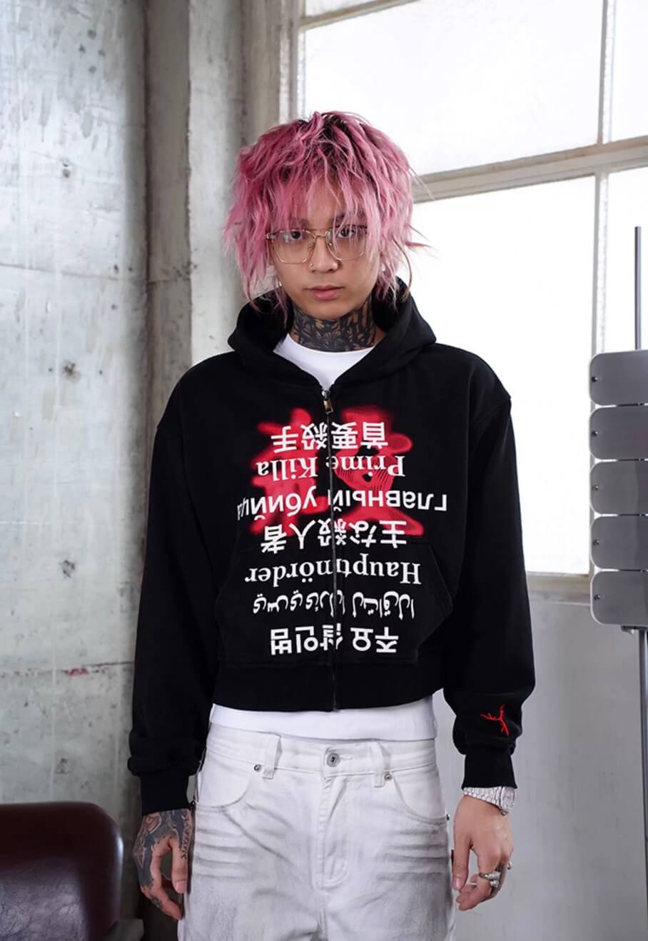 TGFCLUB Prime Killer Graphic Cropped Zip Up Hoodie | Face 3 Face