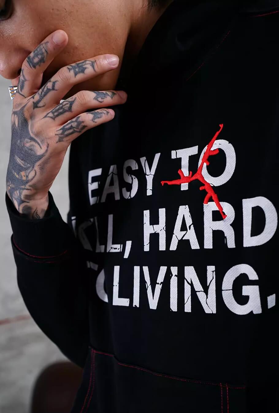 TGFCLUB Easy To Kill Hard To Living Print Slim Fit Hoodie | Face 3 Face