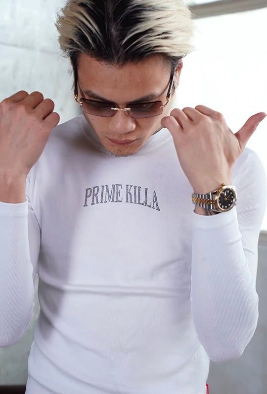 TGFCLUB PRIME KILLA Rhinestone Stretch Slim Fit Long Sleeve Tee | Face 3 Face