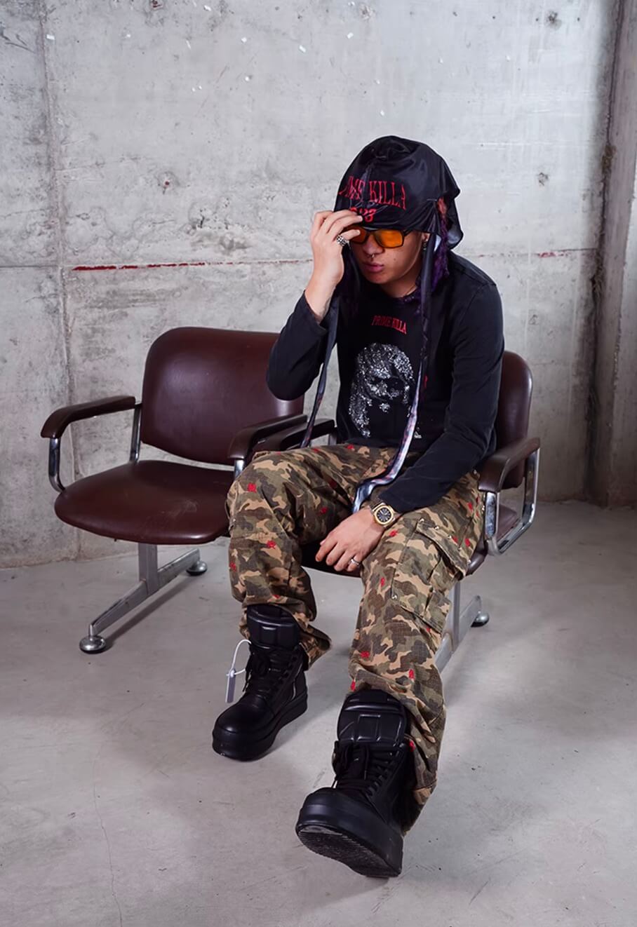 TGFCLUB Kill Fully Embroidered Studded Camouflage Cargo Pants | Face 3 Face