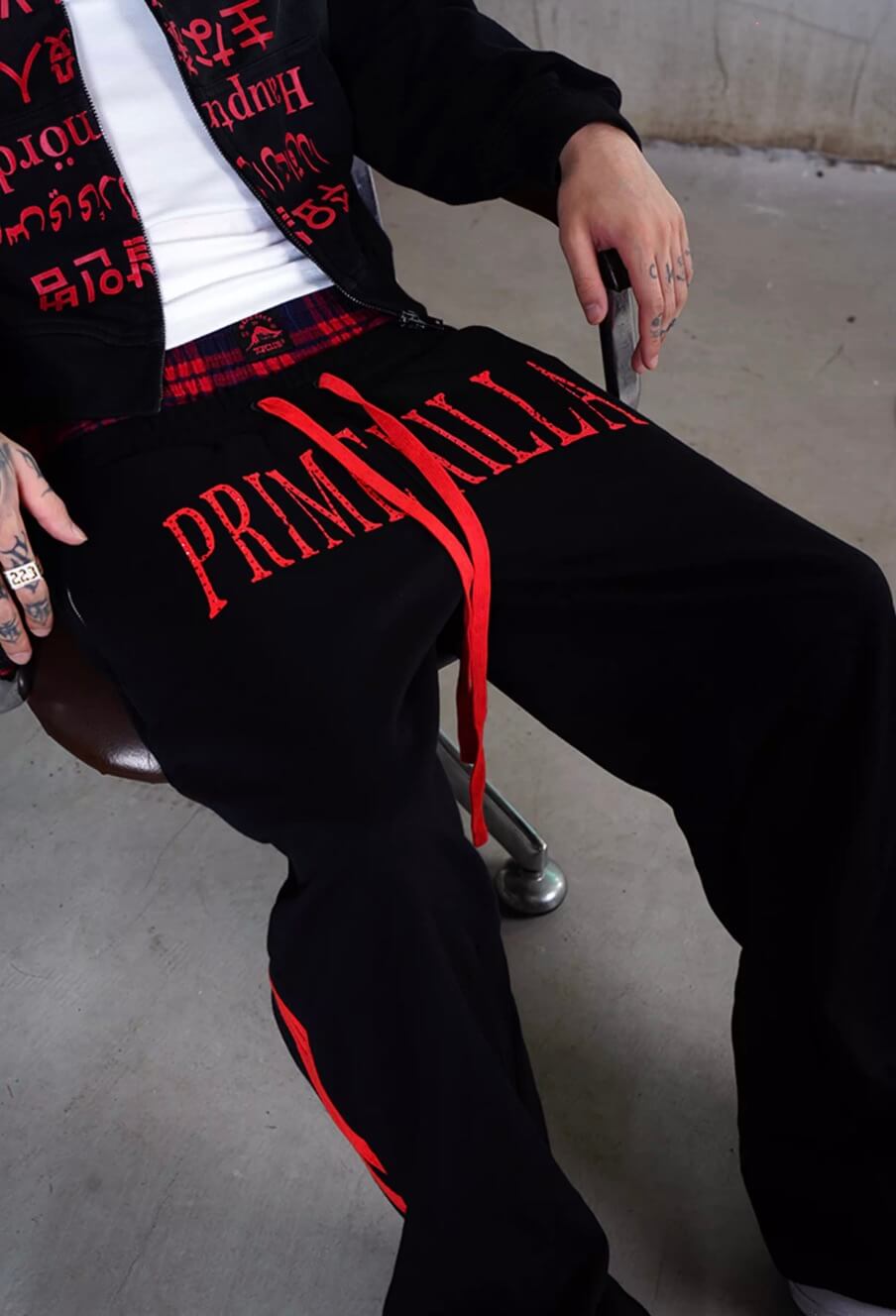 TGFCLUB PRIME KILLA Print Rhinestone Double Waist Sweatpants | Face 3 Face