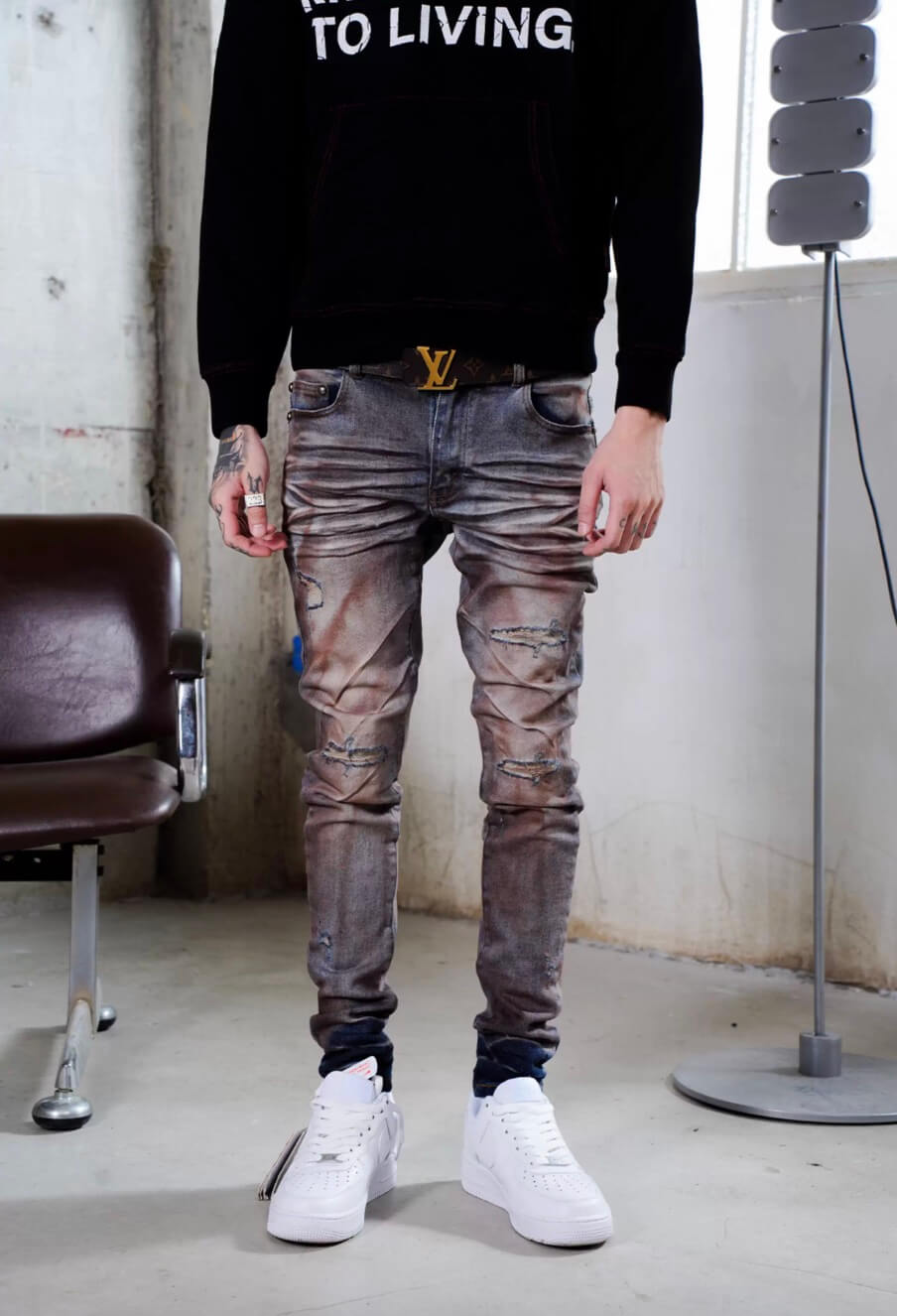 TGFCLUB Rust Washed Distressed Slim Fit Skinny Jeans | Face 3 Face