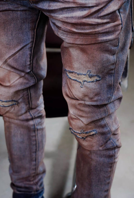 TGFCLUB Rust Washed Distressed Slim Fit Skinny Jeans | Face 3 Face