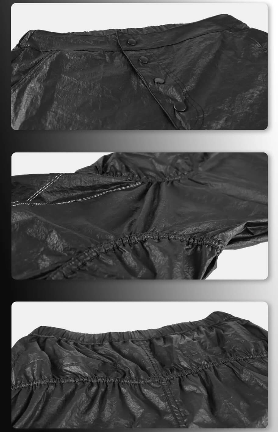 Night Lab Pleated Loose Fit Black Nylon Pants | Face 3 Face