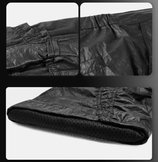 Night Lab Pleated Loose Fit Black Nylon Pants | Face 3 Face