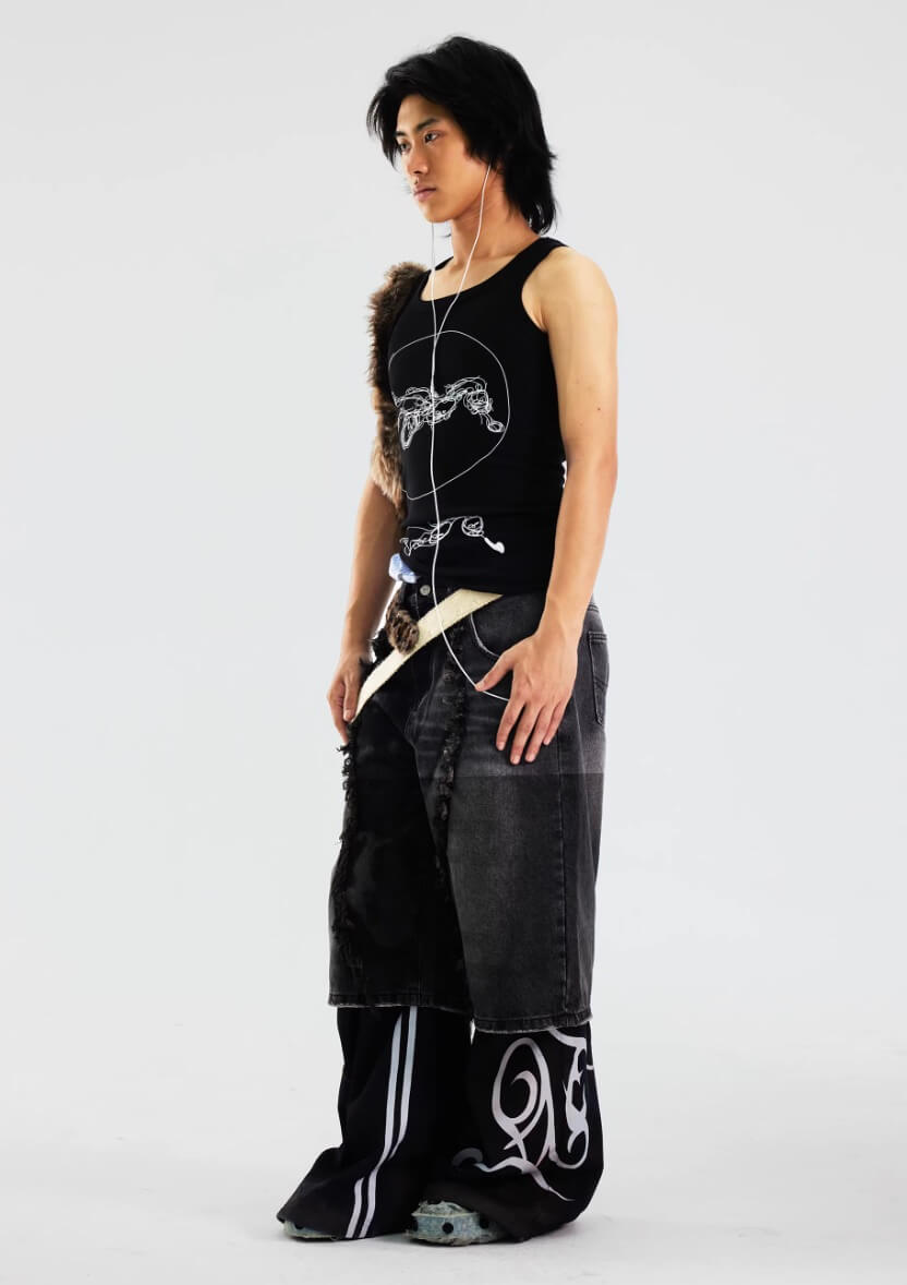 Night Lab Frayed Seam Washed Denim Shorts