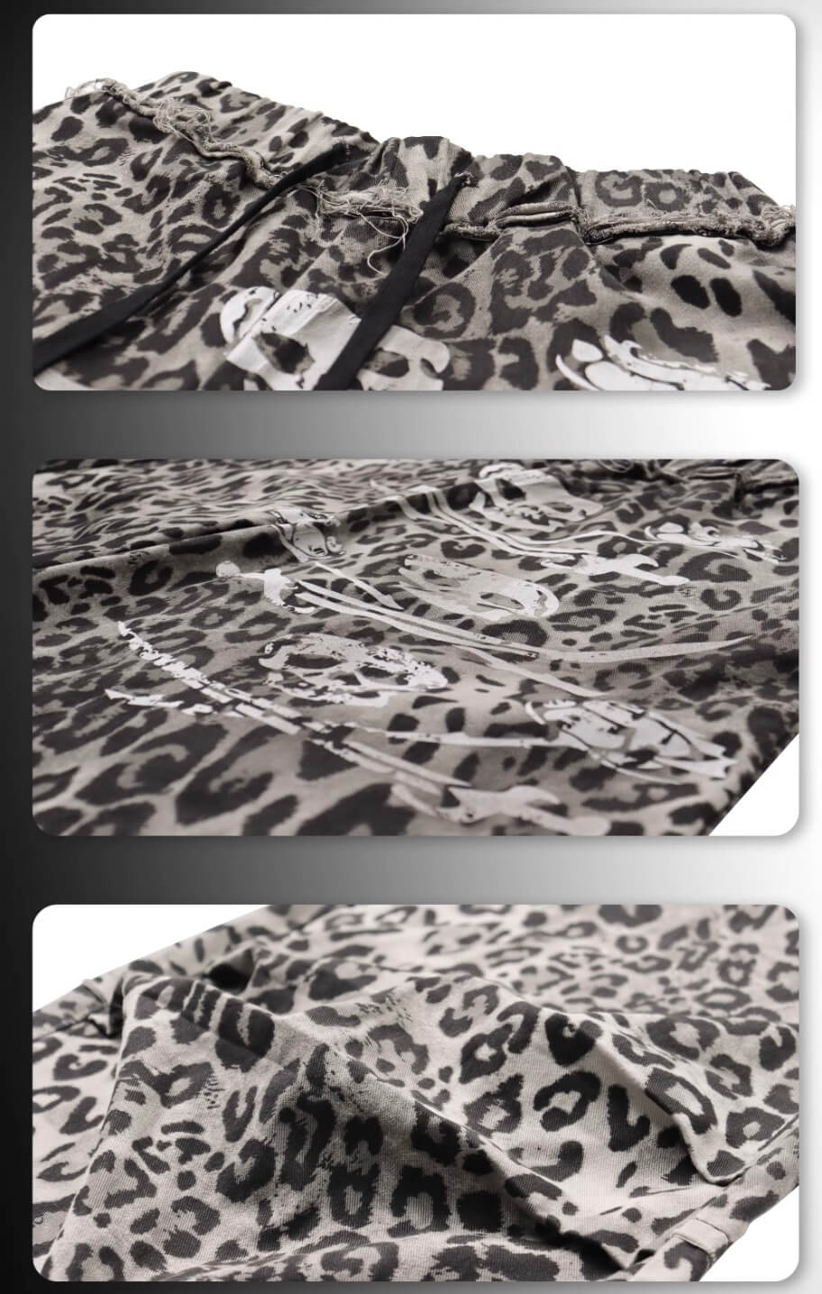 Night Lab Skull Pirate Leopard Printed Distressed Pants | Face 3 Face