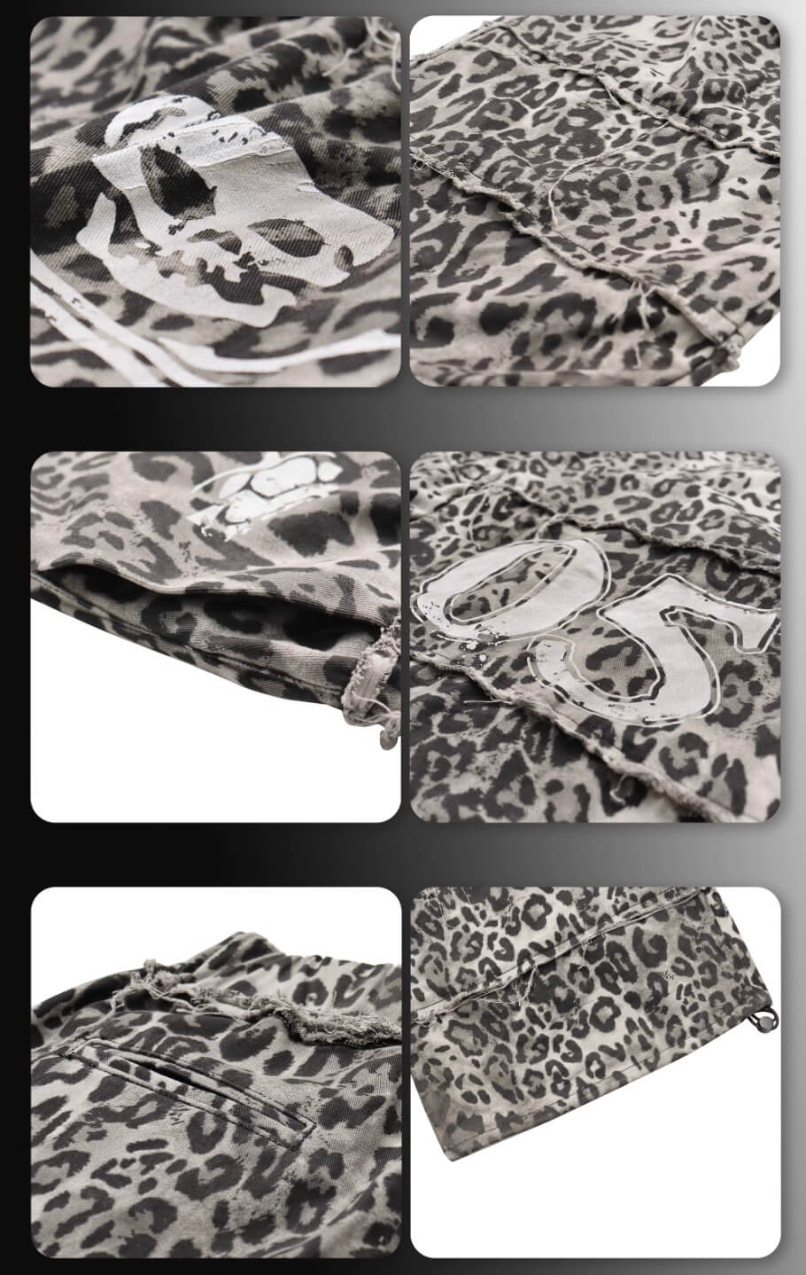 Night Lab Skull Pirate Leopard Printed Distressed Pants | Face 3 Face