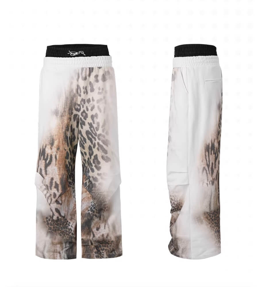 Night Lab Leopard Print Double Waistband Sweatpants | Face 3 Face