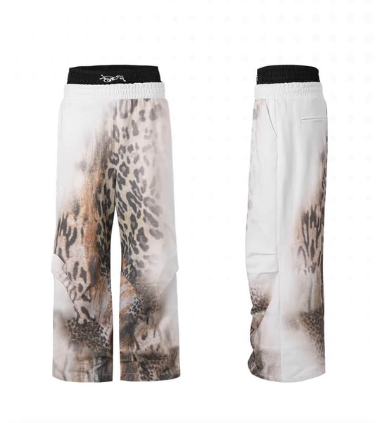 Night Lab Leopard Print Double Waistband Sweatpants | Face 3 Face