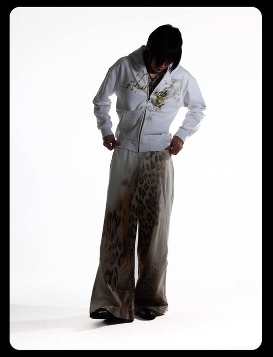 Night Lab Leopard Print Double Waistband Sweatpants | Face 3 Face