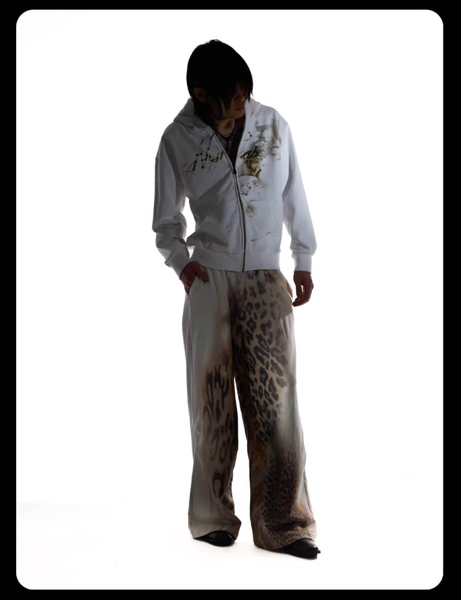 Night Lab Leopard Print Double Waistband Sweatpants | Face 3 Face
