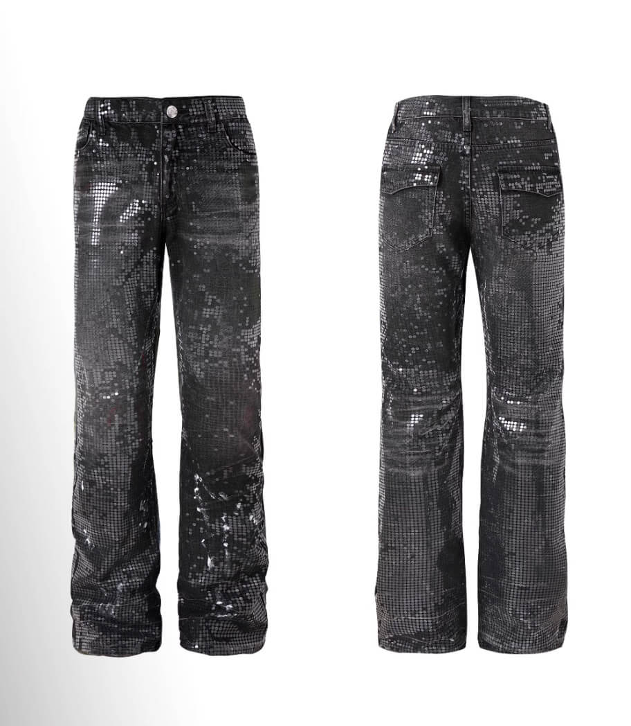Night Lab All Over Sequined Distressed Jeans | Face 3 Face