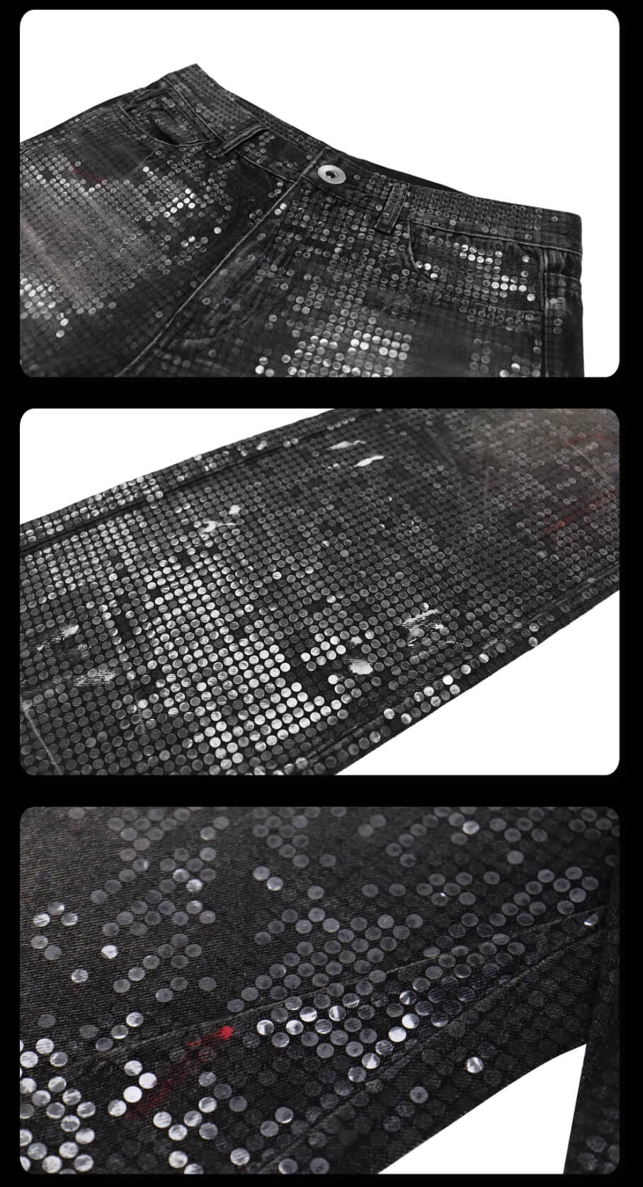 Night Lab All Over Sequined Distressed Jeans | Face 3 Face