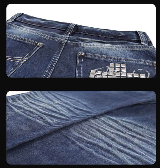 Night Lab Rock Studded Whisker Washed Flared Jeans | Face 3 Face