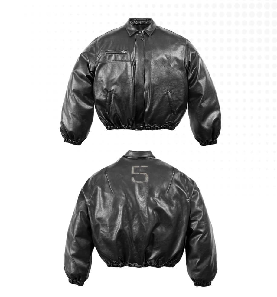 Night Lab Military 5 Painted PU Leather Puffer Bomber Jacket | Face 3 Face