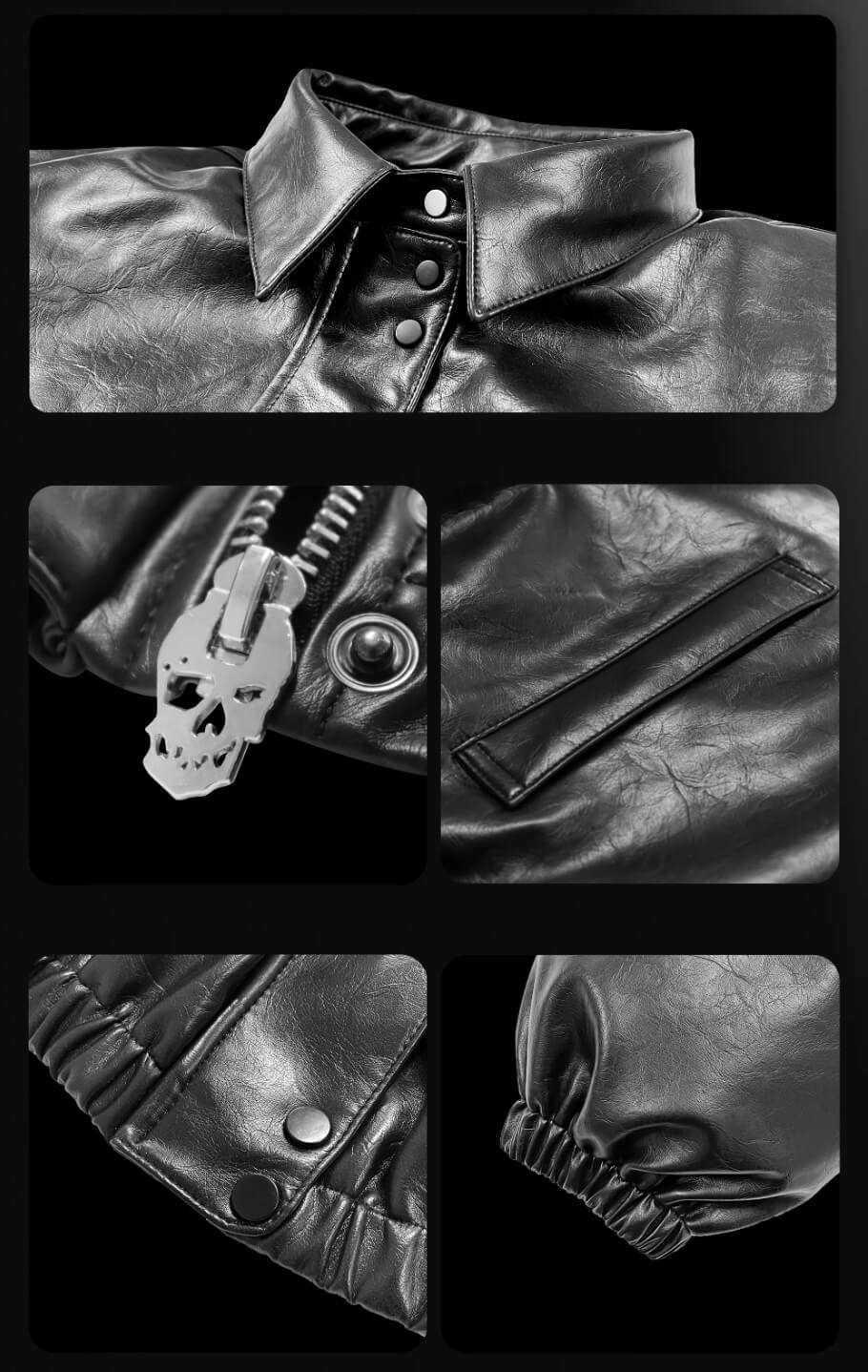 Night Lab Military 5 Painted PU Leather Puffer Bomber Jacket | Face 3 Face