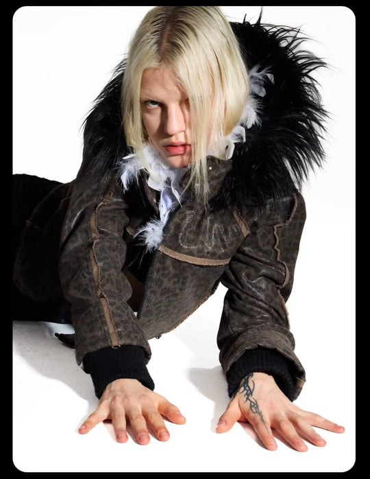 Night Lab Leopard Print Faux Fur Hood Jacket | Face 3 Face