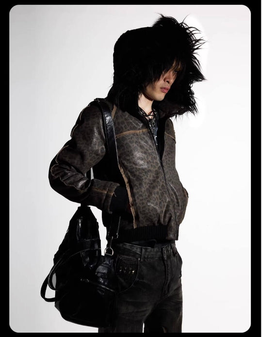 Night Lab Leopard Print Faux Fur Hood Jacket | Face 3 Face