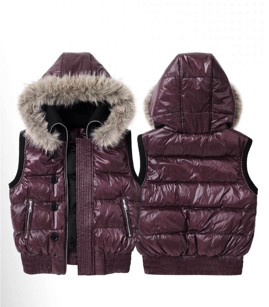 Night Lab Faux Fur Trim Hooded Down Vest | Face 3 Face