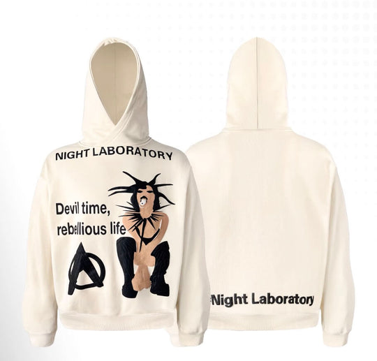 Night Lab Punk Girl Puff Print Hoodie | Face 3 Face