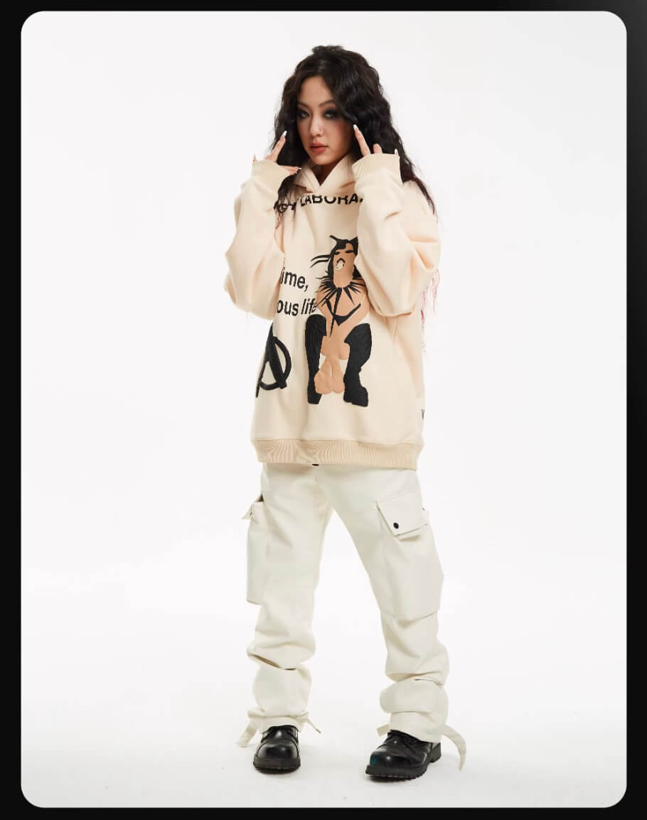 Night Lab Punk Girl Puff Print Hoodie | Face 3 Face