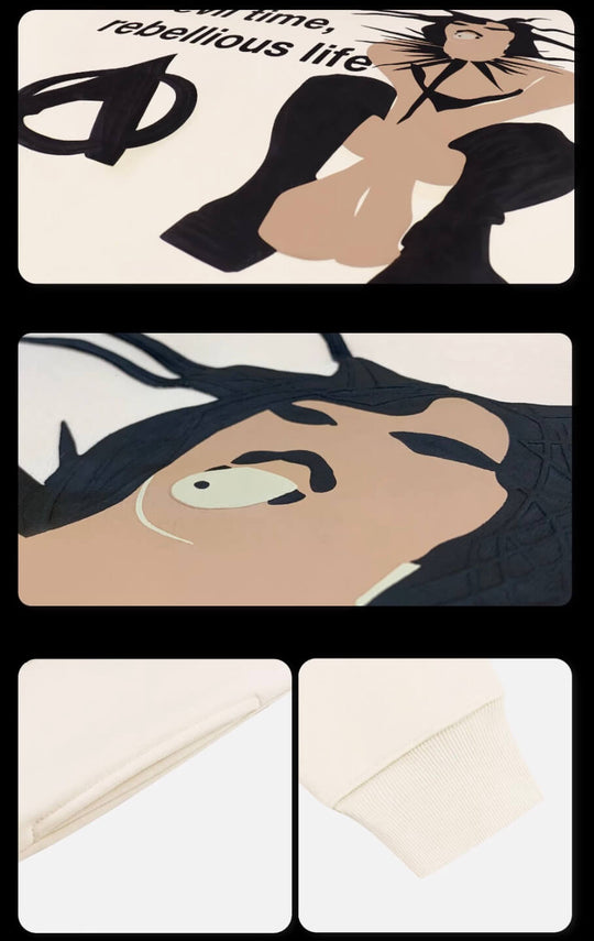 Night Lab Punk Girl Puff Print Hoodie | Face 3 Face