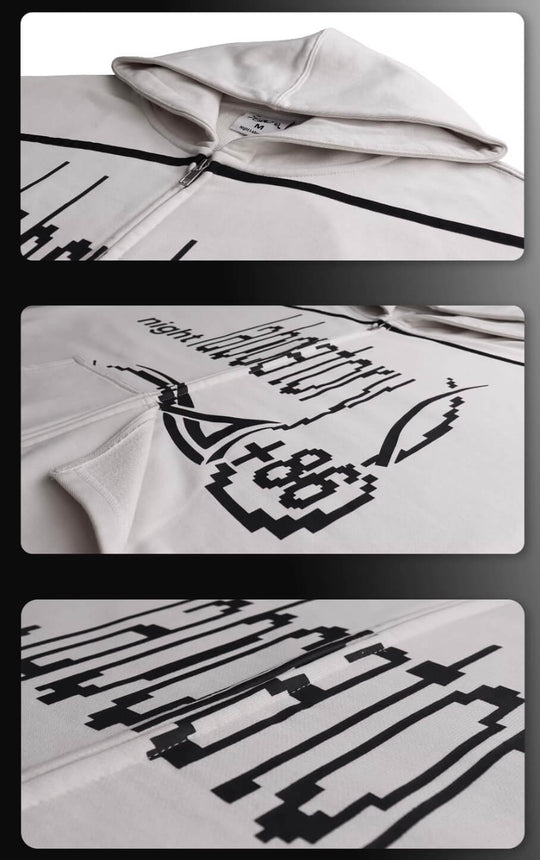 Night Lab Mosaic Print Ribbon Line Zip Up Hoodie | Face 3 Face