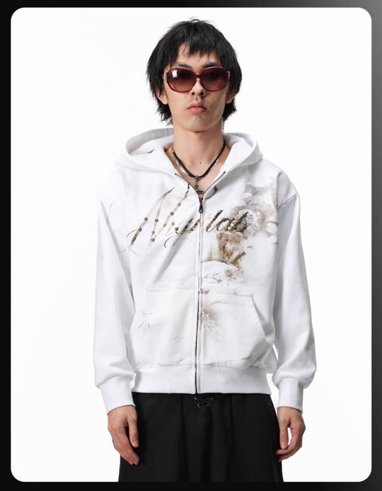 Night Lab Studded Rhinestone Zip Up Hoodie | Face 3 Face