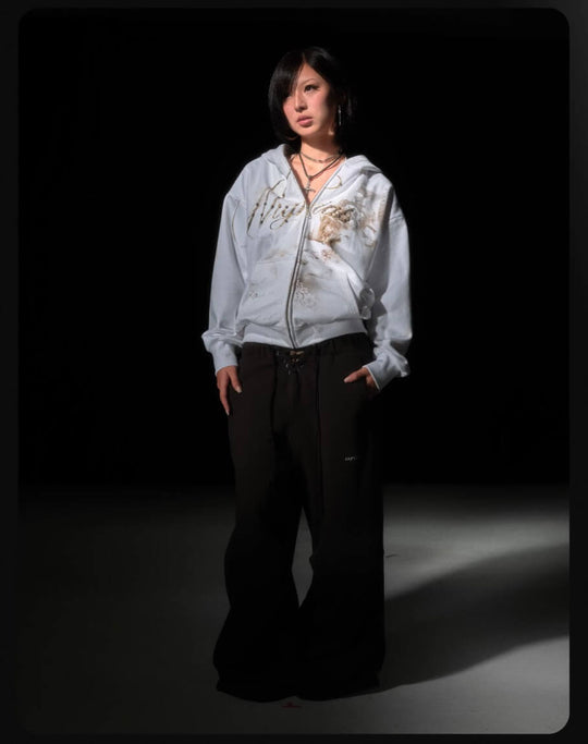 Night Lab Studded Rhinestone Zip Up Hoodie | Face 3 Face