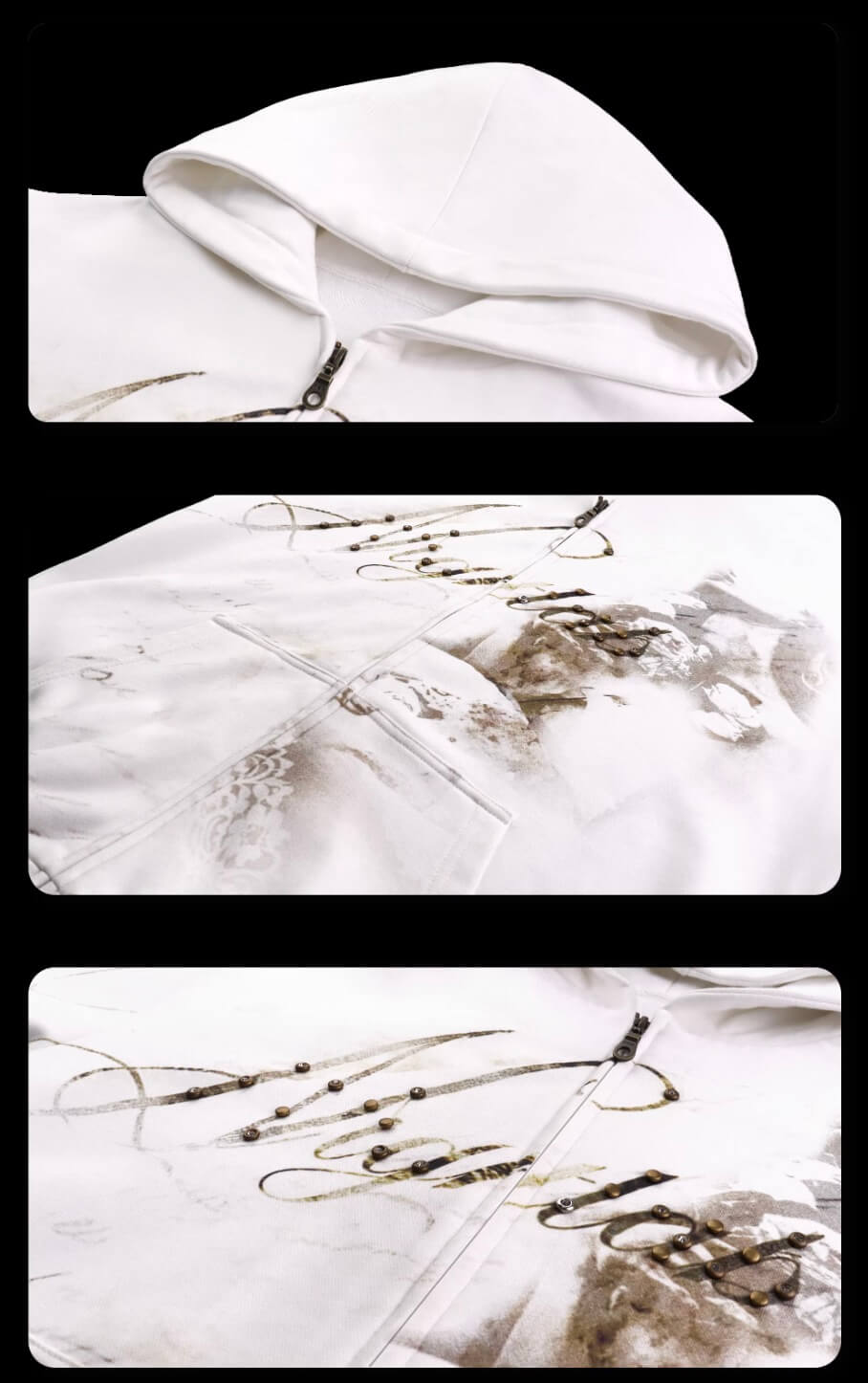 Night Lab Studded Rhinestone Zip Up Hoodie | Face 3 Face