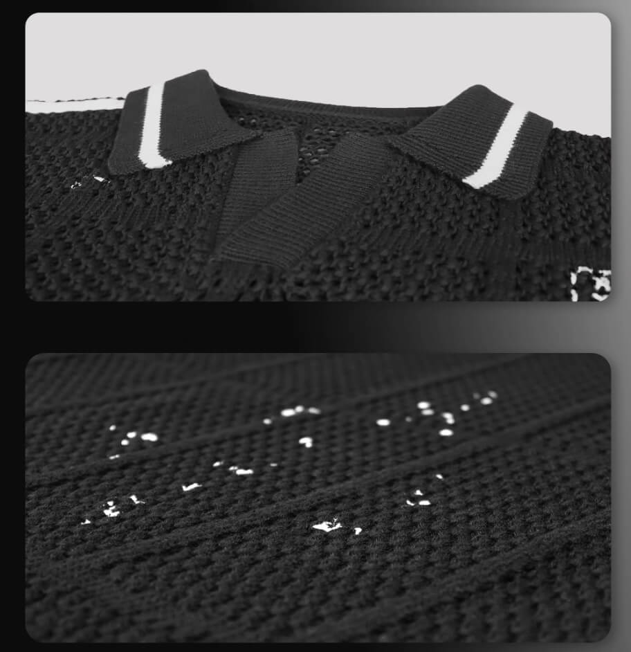 Night Lab Skeleton Cage Open Knit Polo | Face 3 Face