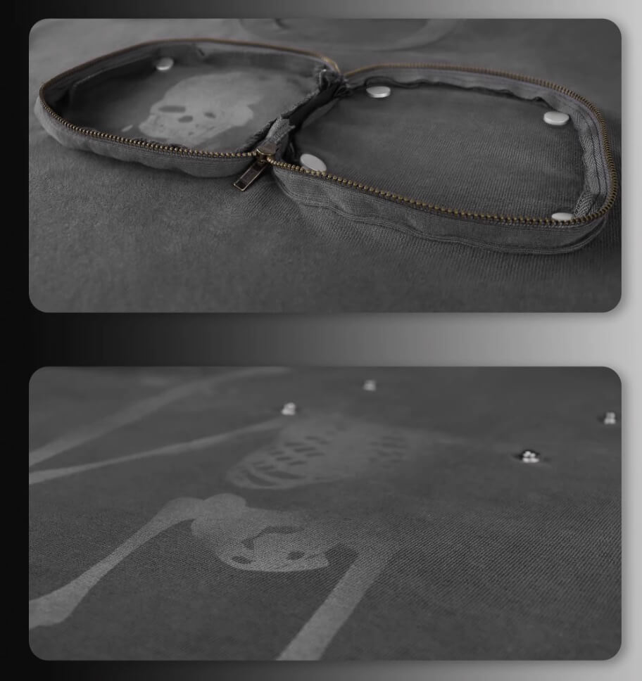 Night Lab Skeleton Print Zip Pocket Tee | Face 3 Face