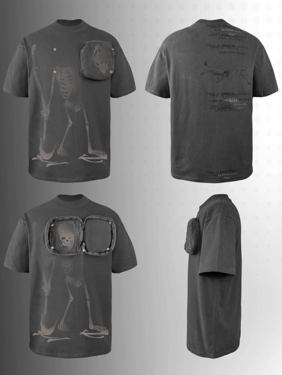 Night Lab Skeleton Print Zip Pocket Tee | Face 3 Face