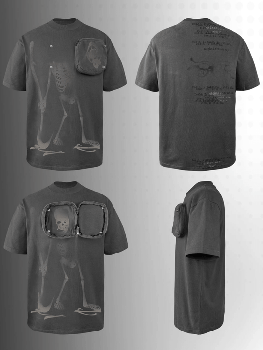 Night Lab Skeleton Print Zip Pocket Tee | Face 3 Face