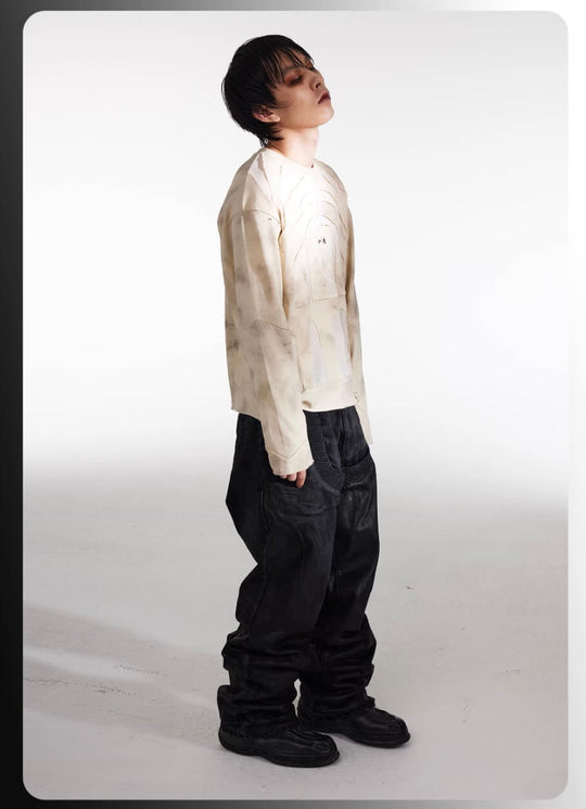 Night Lab Church Patchwork Sheer Distressed Long Sleeve Tee | Face 3 Face