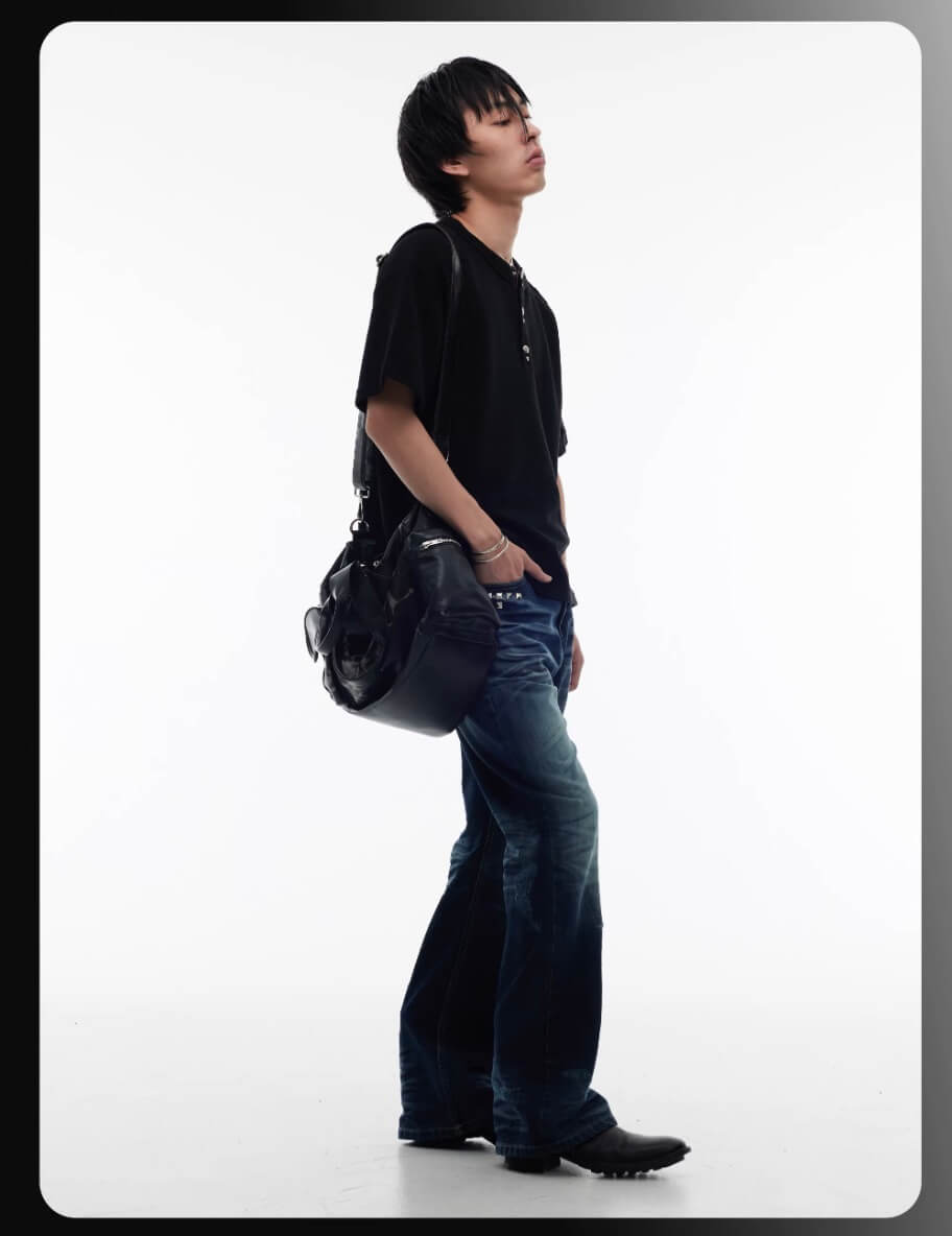 Night Lab Pirate Gem Studded Waffle Henley Tee | Face 3 Face