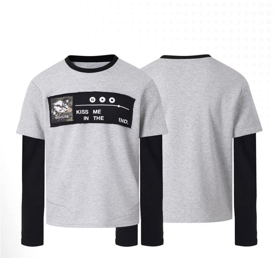 Night Lab Kiss Me Playlist Patch Layered Waffle Sleeve Tee | Face 3 Face