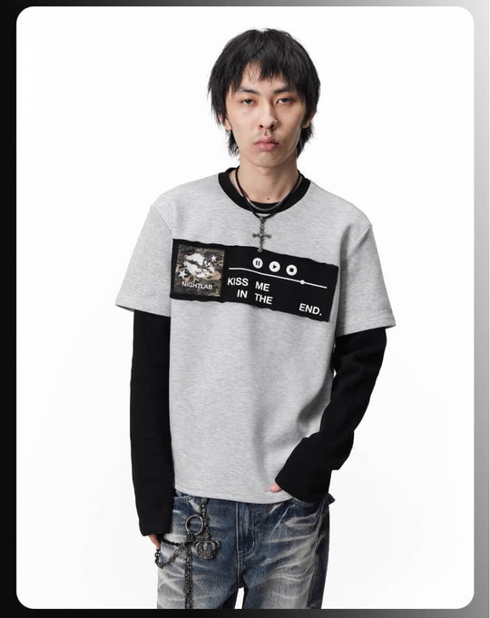 Night Lab Kiss Me Playlist Patch Layered Waffle Sleeve Tee | Face 3 Face