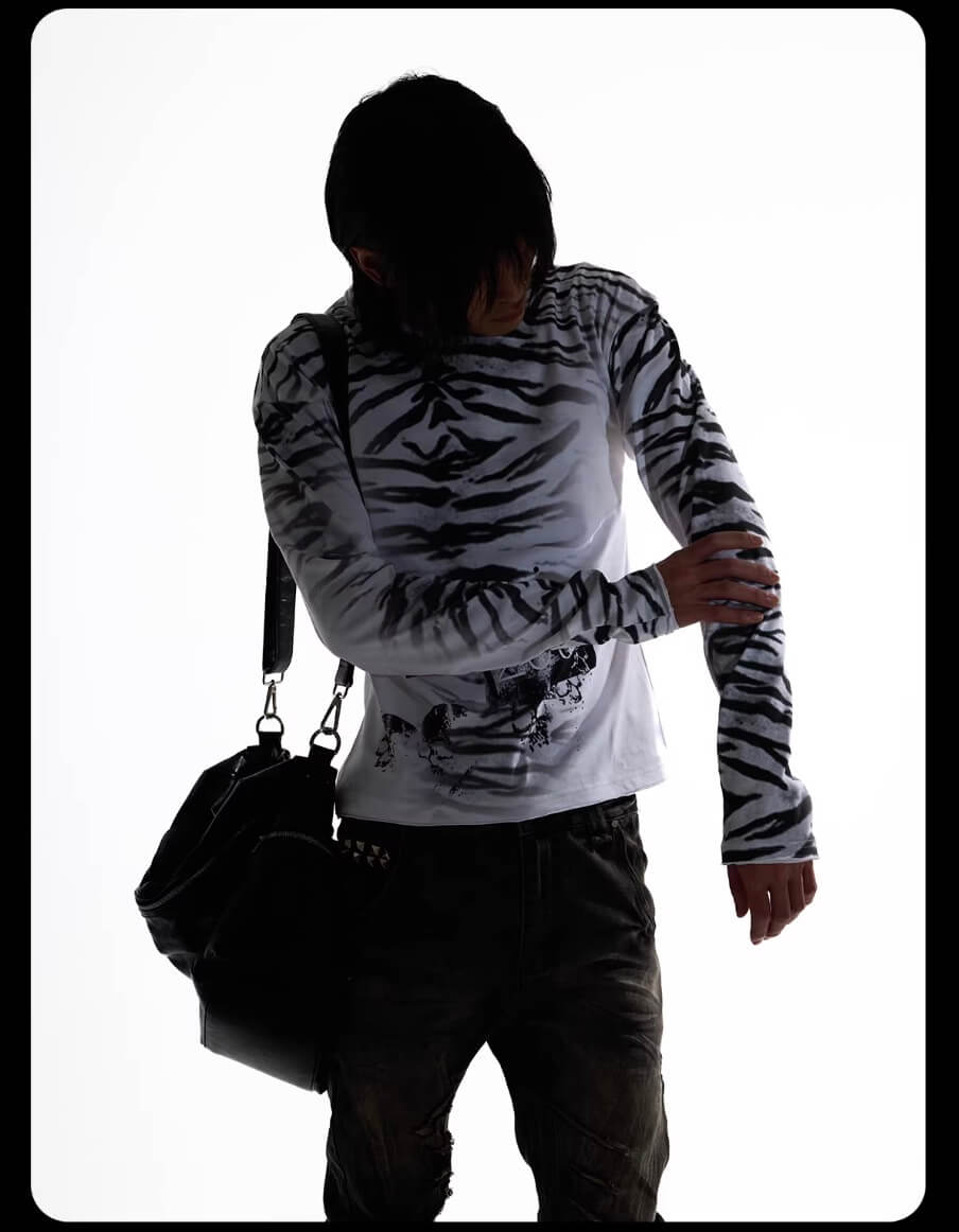 Night Lab Zebra Print Slim Fit Long Sleeve Tee | Face 3 Face