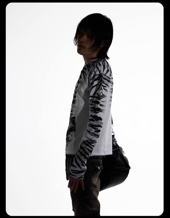 Night Lab Zebra Print Slim Fit Long Sleeve Tee | Face 3 Face