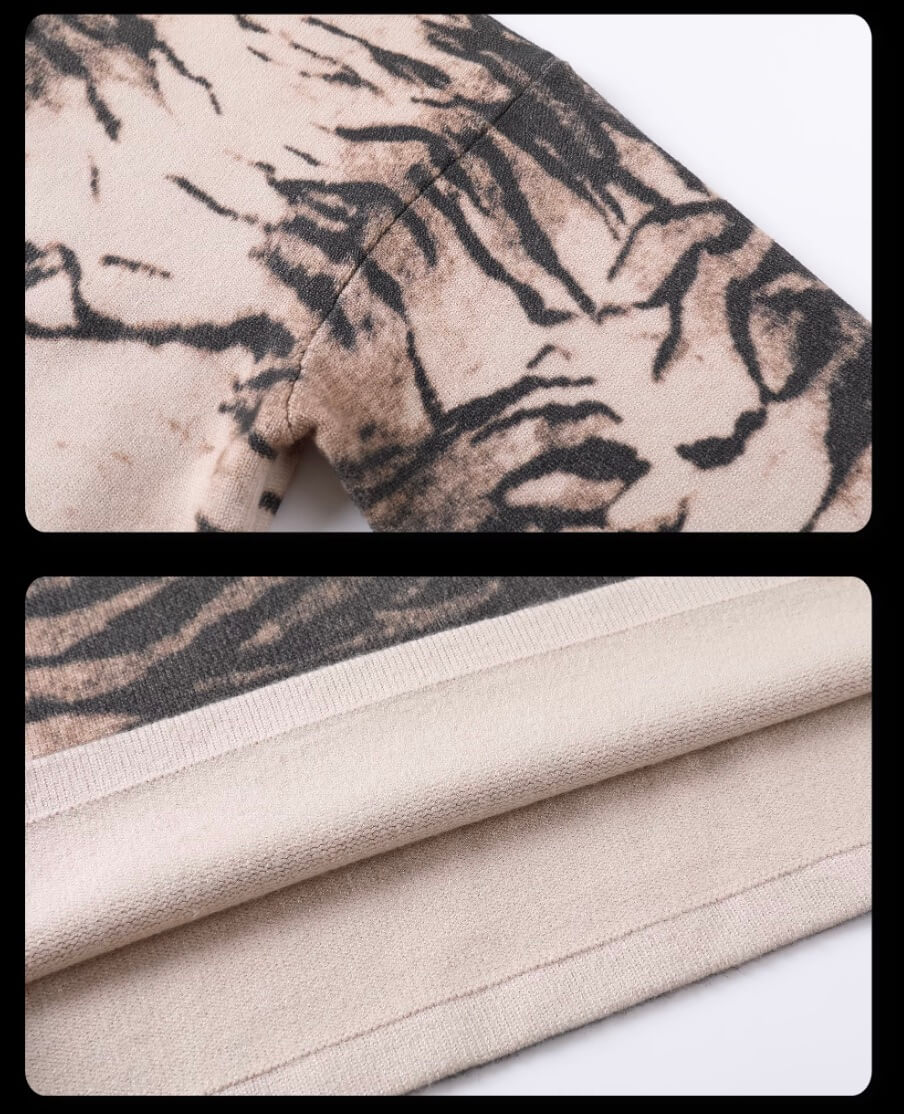 Night Lab Zebra and Leopard Print Henley Knit Sweater | Face 3 Face