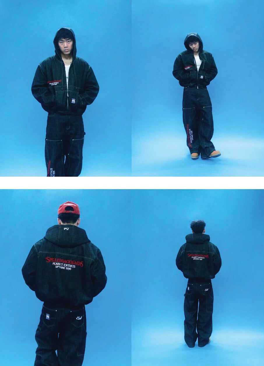 EVETS Embroidered Hooded Denim Jacket | Face 3 Face