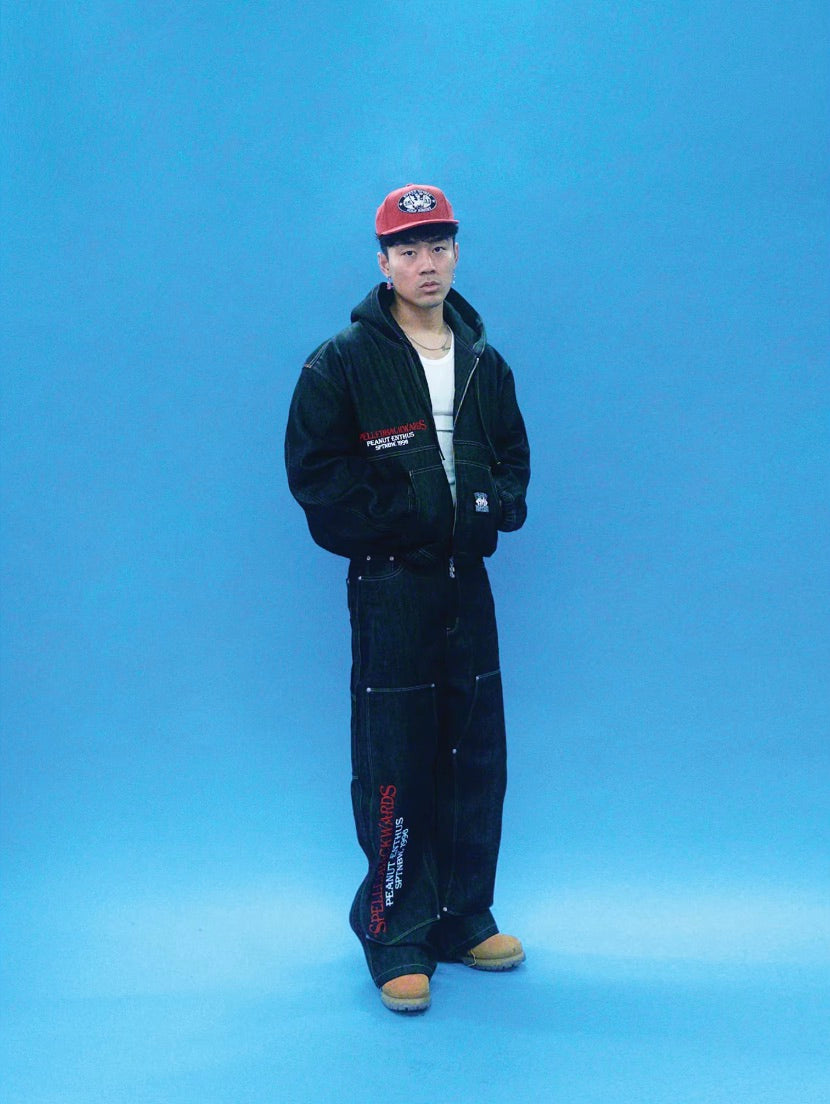 EVETS Embroidered Hooded Denim Jacket | Face 3 Face