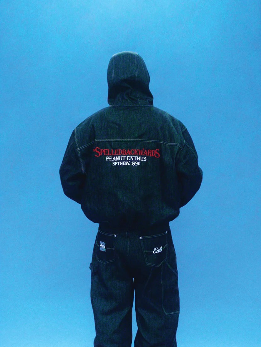 EVETS Embroidered Hooded Denim Jacket | Face 3 Face