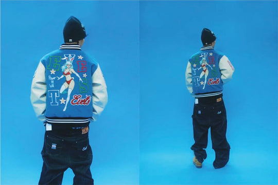 EVETS Embroidered Badge Varsity Jacket | Face 3 Face
