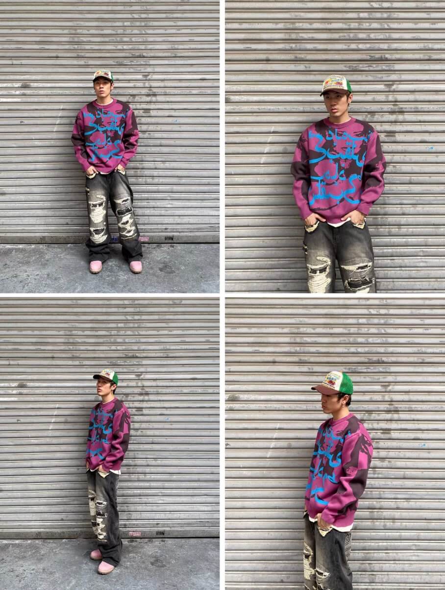 EVETS Purple Art Knit Sweater | Face 3 Face