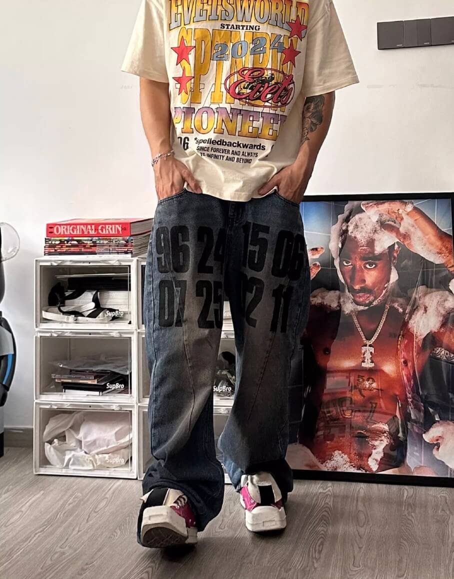 EVETS Dirty Wash Print Jeans | Face 3 Face